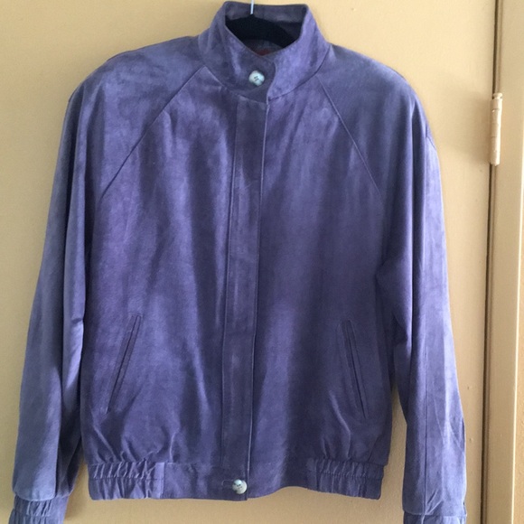 Women’s Mauve Leather Suede Bomber Style Jacket - Picture 2 of 8